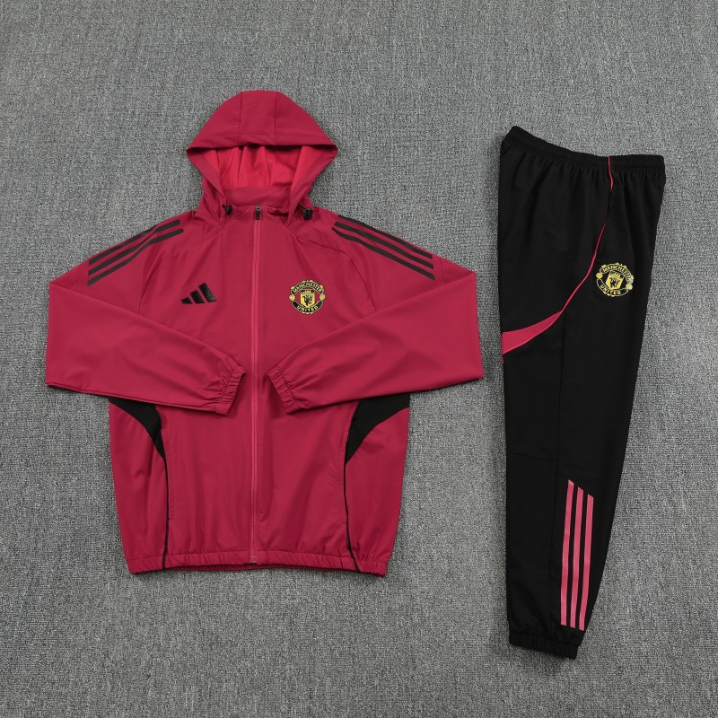 25/26 Manchester United Red Full zipper Jacket Tracksuit+ long pants