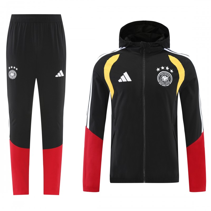 2026 Germany Hoodie Black Full Zipper Windbreaker + Long Pants