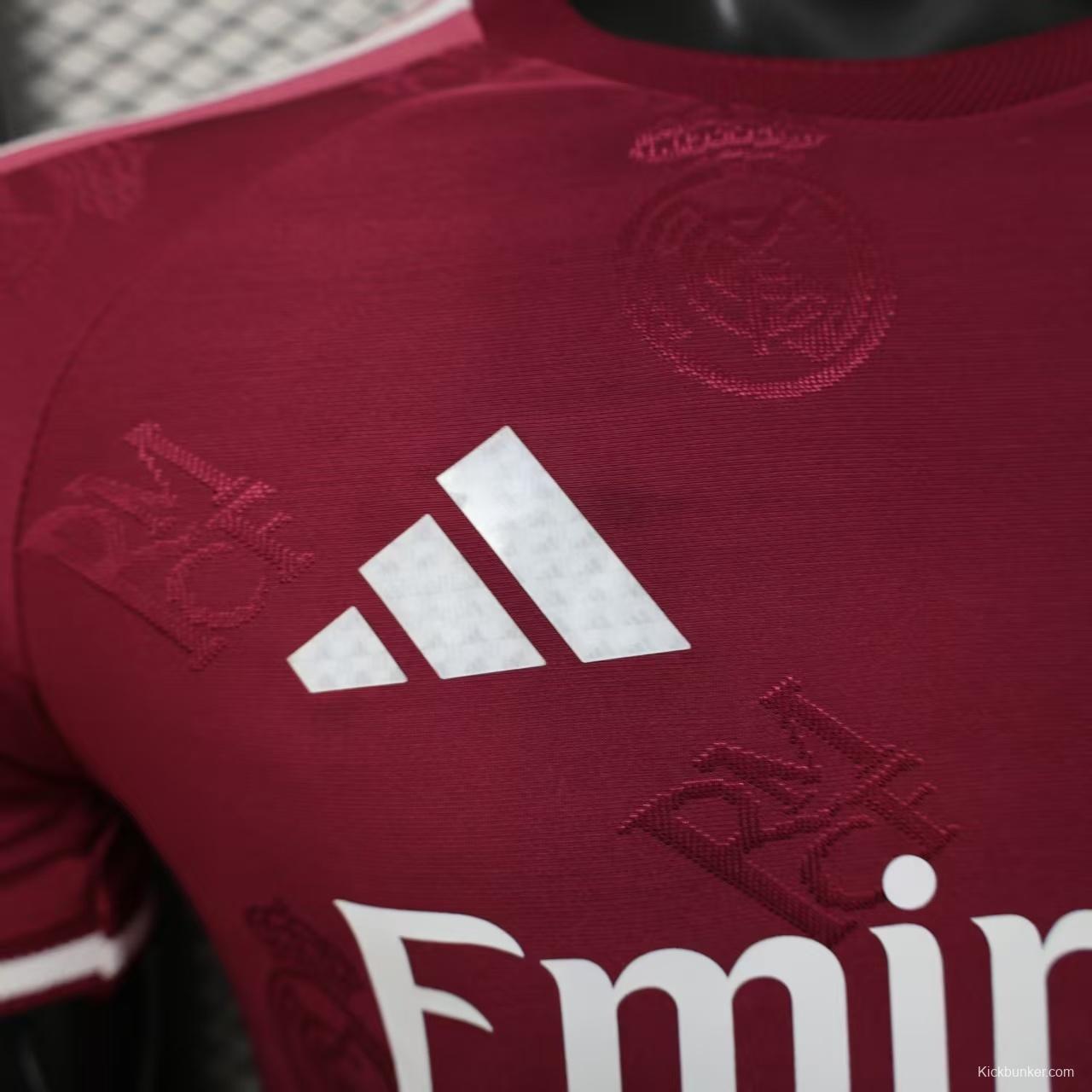 Player Version 25/26 Real Madrid Burgundy with All-Over Crest Pattern Jersey