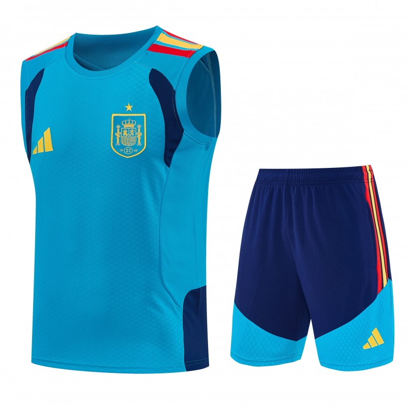 26/27 Spain Light Blue Sleeveless Training Vest +Soccer Shorts