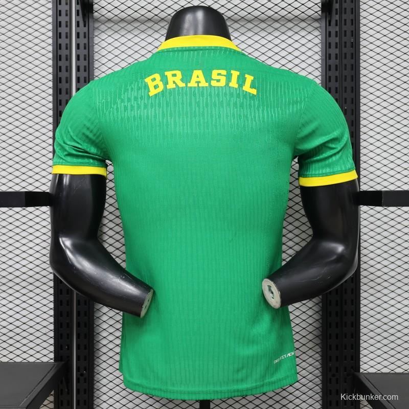 Player Version 2026 Brazil Green with Wave Texture Away Jersey