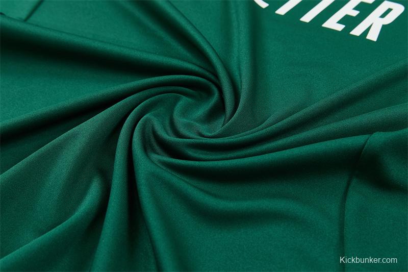 2026 Real Madrid Green & Cream  Half Zipper Jacket Tracksuit + Long Pants