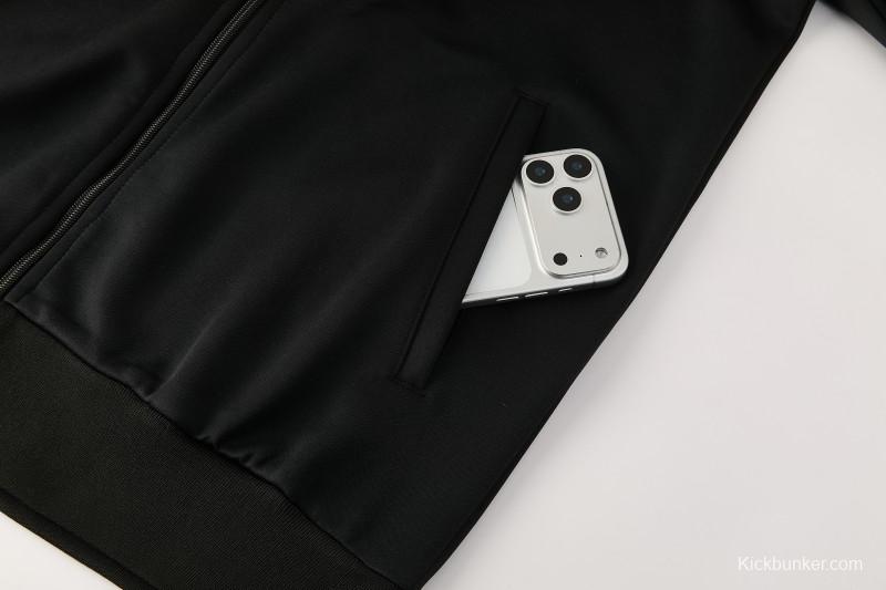 2026/27 Manchester United Black Grunge Splatter Paint Full Zipper Jacket Tracksuit + Long Pants