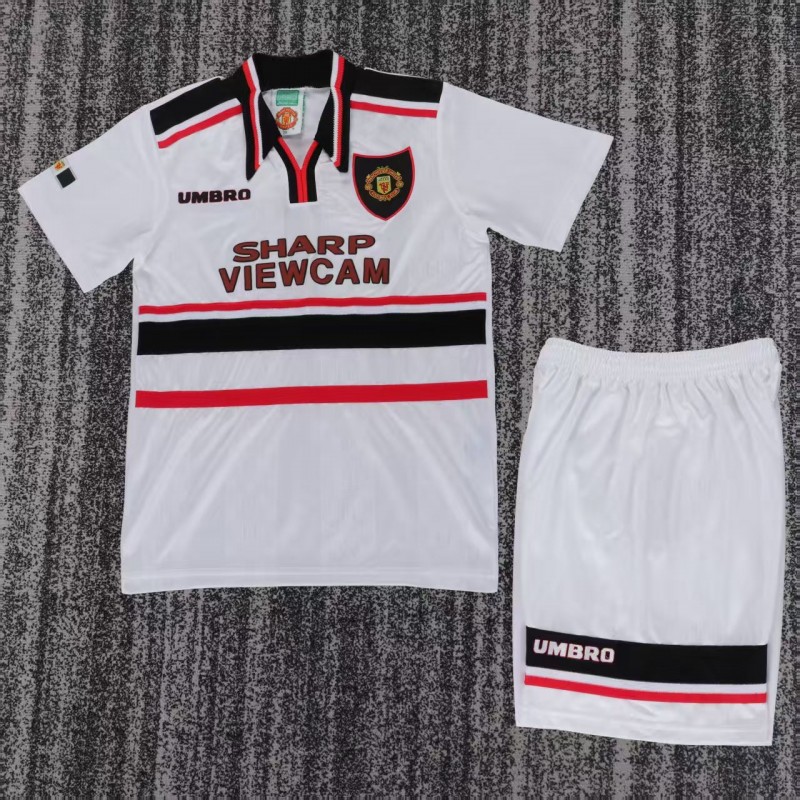Retro Kids 98/99 Manchester United White Away Jersey
