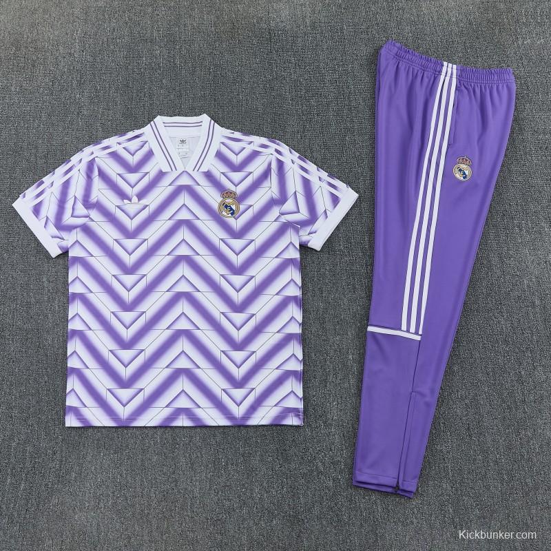 26/27 Real Madrid Purple Short Sleeve Tracksuit + Long Pants