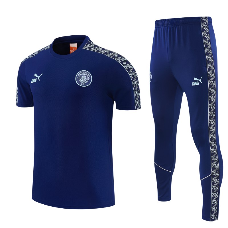 26/27 Manchester City Navy Blue  Short Sleeve Tracksuit + Long Pants