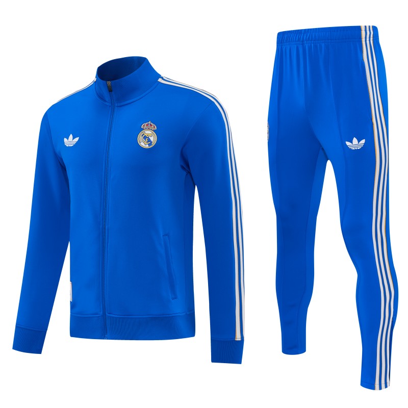 26/27 Real Madrid Blue Full Zipper Jacket Tracksuit + Long Pants