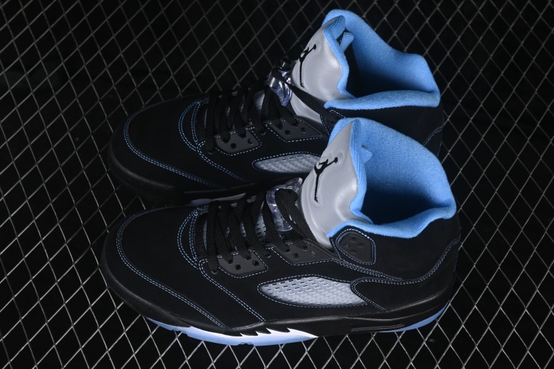 Nike Air Jordan 5 Retro 'Black University Blue' AJ5 Running Shoes with Premium Leather Upper - DD0587-008
