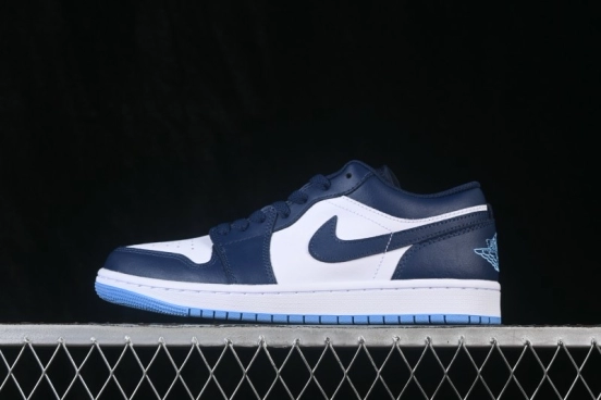 Nike Air Jordan 1 Low Retro Basketball Shoes with Classic White and Blue Colorway - 553558-404