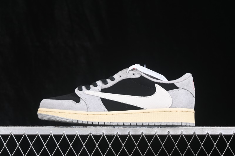 Nike Travis Scott Air Jordan 1 Low OG Retro Basketball Shoes with Reverse Swoosh Design - DM7866-010
