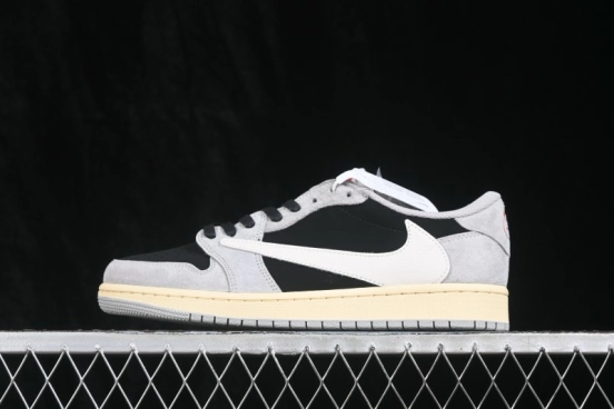 Nike Travis Scott Air Jordan 1 Low OG Retro Basketball Shoes with Reverse Swoosh Design - DM7866-010