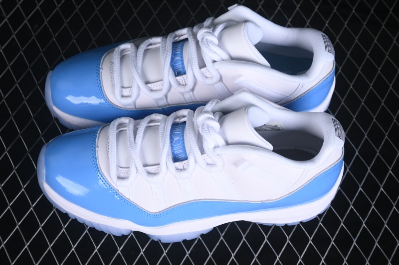 Nike Air Jordan 11 Low Retro University Blue Basketball Shoes with Patent Leather and Full-Length Air Sole - FV5104-100