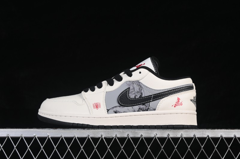 Nike Air Jordan 1 Low Retro Basketball Shoes Limited Edition for Chinese New Year White Grey - FF9989-034
