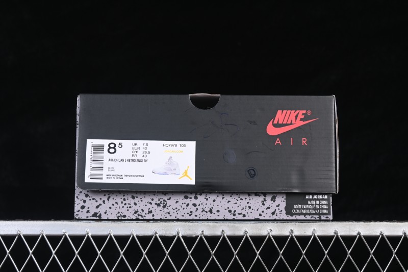 Nike Air Jordan 5 Retro Running Shoes with White Metallic Design and Visible Air Cushioning - HQ7978-103