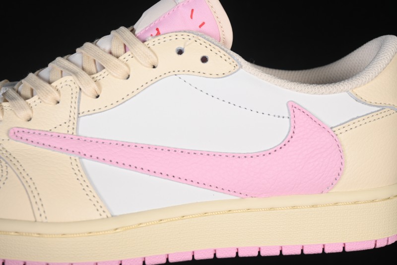 Nike Travis Scott x Air Jordan 1 Low OG Retro Sneakers with Reverse Swoosh Design - IQ7604-100