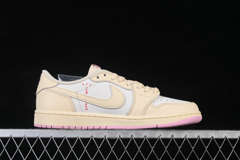 Nike Travis Scott x Air Jordan 1 Low OG AJ1 Low-Top Sneakers with Reverse Swoosh Design - IQ7604-100