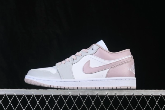 Nike Air Jordan 1 Low Retro Casual Sneakers in White and Pink - DC0774-606