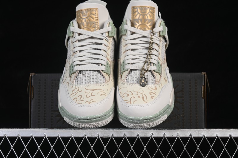 Nike Air Jordan 4 Retro 'Somos Eternos' AJ4 Day of the Dead Sneakers with Metallic Gold Accents and Jade Midsole - IM8116-047