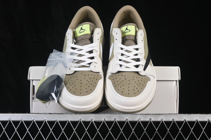 Nike Air Jordan 1 Low OG Travis Scott Reverse Swoosh Premium Leather Casual Sneakers - FZ3124-200
