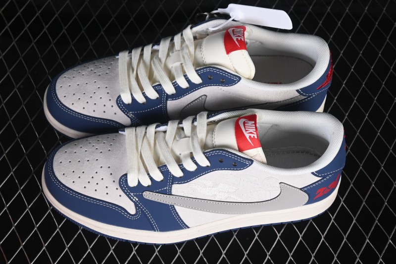 Nike Air Jordan 1 Low Retro Basketball Shoes in Navy and White with Premium Craftsmanship - JJ2508-106