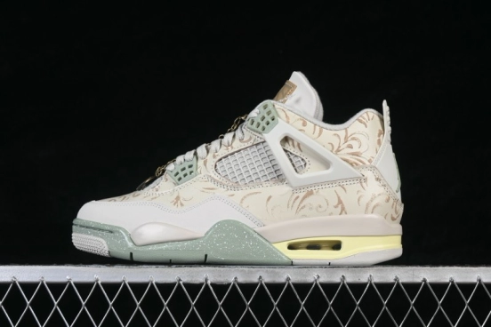 Nike Air Jordan 4 Retro 'Somos Eternos' AJ4 Day of the Dead Sneakers with Metallic Gold Accents and Jade Midsole - IM8116-047