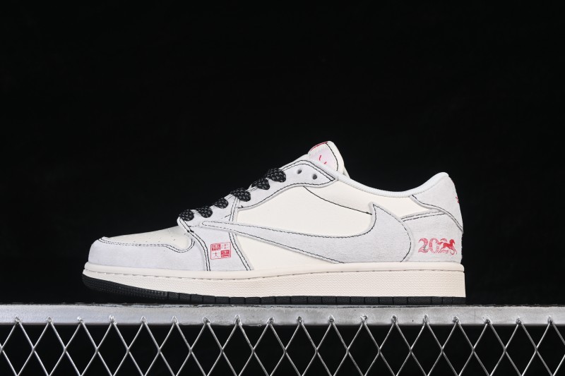 Nike Air Jordan 1 Low Retro Basketball Shoes with Chinese New Year Year of the Horse White Dragon Design - DX5688-002