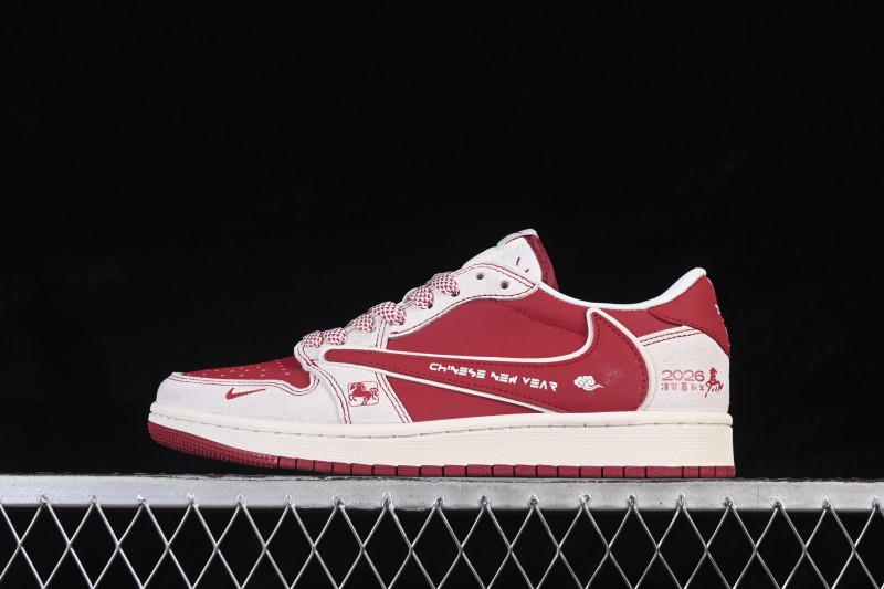 Nike Travis Scott x Fragment Design x Air Jordan 1 Low OG SP Basketball Lifestyle Shoes with Reversed Swoosh and Premium Leather - JP2026-160