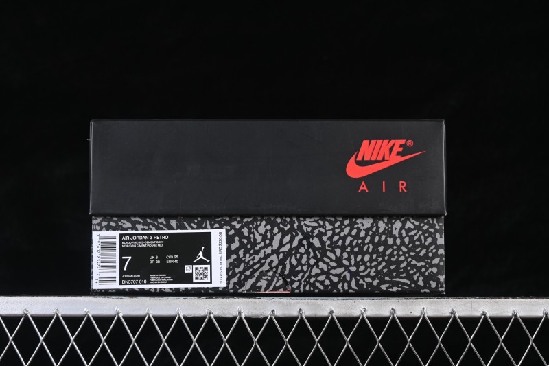 Nike Air Jordan 3 Retro 'Black Cement' Basketball Shoes with Premium Leather Upper - DN3707-010