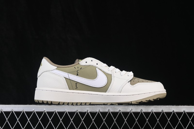 Nike Air Jordan 1 Low OG Travis Scott Reverse Swoosh Premium Leather Casual Sneakers - FZ3124-200