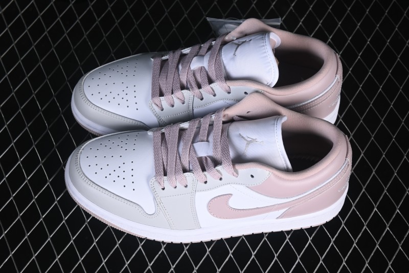 Nike Air Jordan 1 Low AJ1 Casual Skateboarding Shoes in White and Pink - DC0774-606