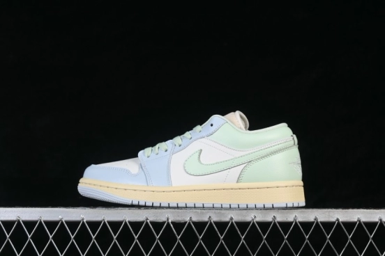 Nike Air Jordan 1 Low Retro Lifestyle Basketball Shoes with Light Blue Color Blocking - DC0774-108