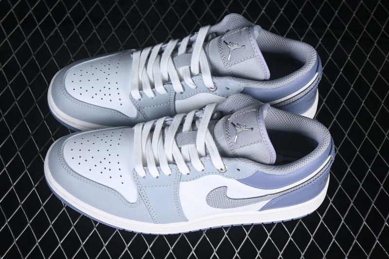Nike Air Jordan 1 Low Retro Basketball Shoes with Classic White and Light Blue Colorway - IX5003-101