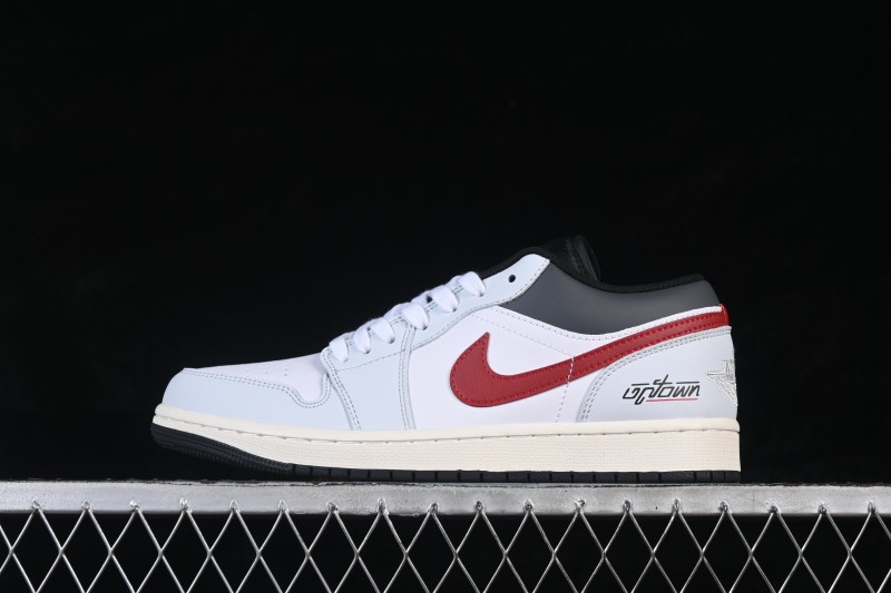 Nike Air Jordan 1 Low Retro Basketball Shoes in White and Red - 553558-081
