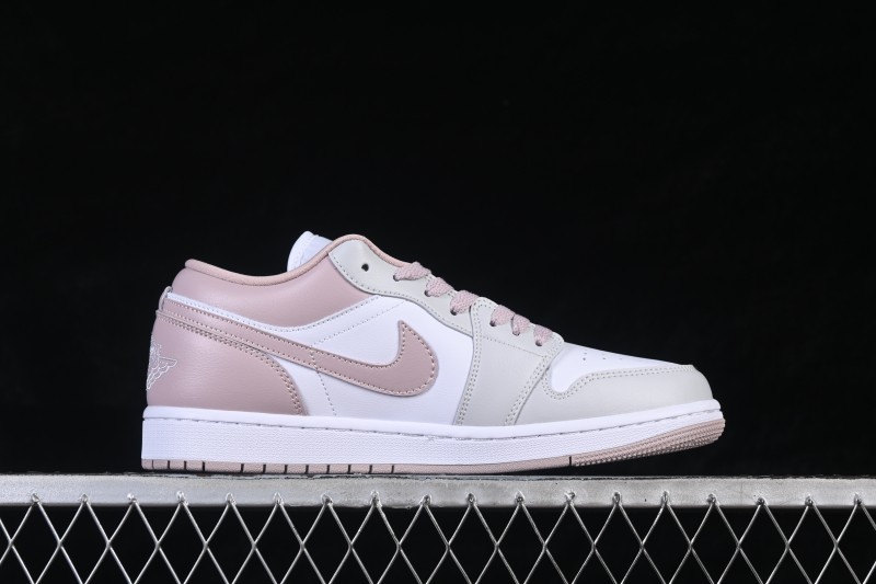 Nike Air Jordan 1 Low AJ1 Casual Skateboarding Shoes in White and Pink - DC0774-606