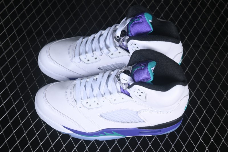 Nike Air Jordan 5 OG Grape Retro Basketball Shoes with Premium Full-Grain Leather - HQ7978-100