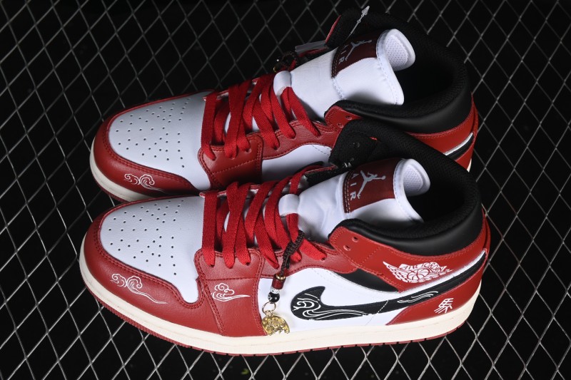 Nike Air Jordan 1 Mid Chinese New Year Year of the Horse Limited Edition Mid-Top Casual Sneakers - DQ8426-105