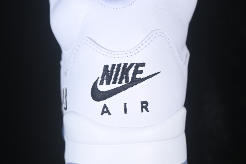 Nike Air Jordan 5 Retro Running Shoes with Metallic Silver Accents and Classic White Upper - HQ7978-103