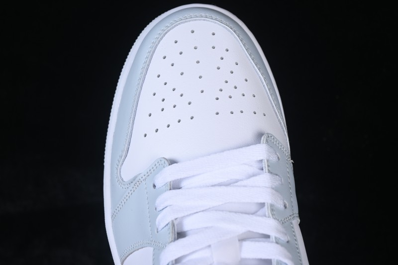 Nike Air Jordan 1 Low Retro Basketball Shoes with White Grey and Blue Accents - 553558-400