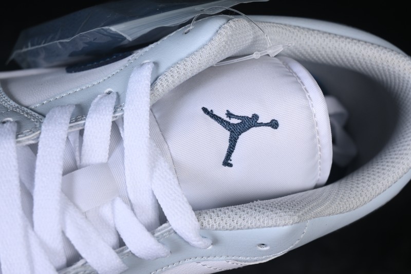 Nike Air Jordan 1 Low Retro Basketball Shoes with White Grey and Blue Accents - 553558-400