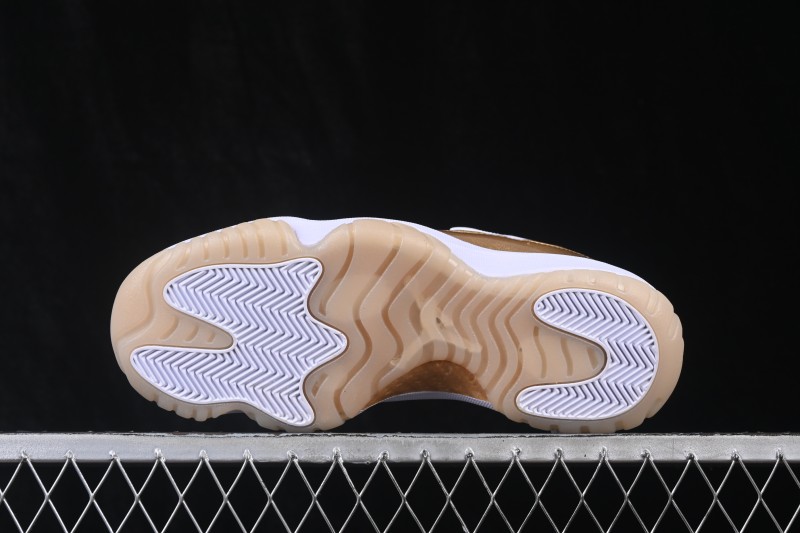 Nike Air Jordan 11 Low Retro Basketball Shoes with Metallic Gold Accents and Carbon Fiber Plate - AH7860-102