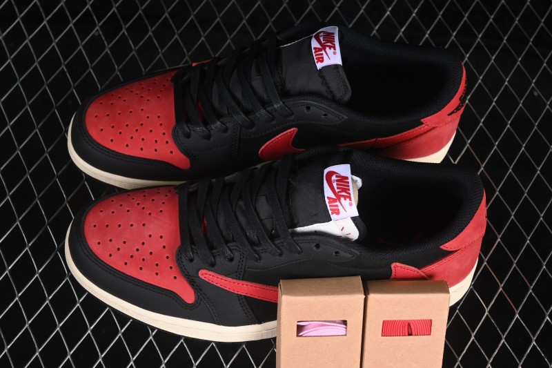 Nike Travis Scott x Air Jordan 1 Low OG Retro Basketball Shoes with Reverse Swoosh Design - DM7866-061