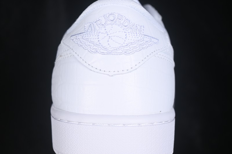 Nike Air Jordan 1 Low Retro Basketball Shoes in All-White Leather - DD9315-110