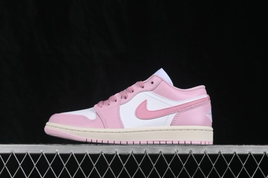 Nike Air Jordan 1 Low Retro Basketball Shoes with Classic White-Pink Colorway - DC0774-607