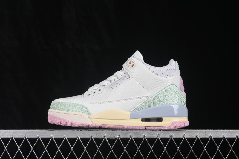 Nike Air Jordan 3 Retro Easter Running Shoes with Pastel Accents and Embroidered Cracks - IF4396-100