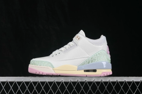 Nike Air Jordan 3 Retro Easter Running Shoes with Pastel Accents and Embroidered Cracks - IF4396-100