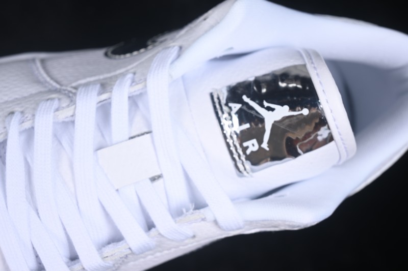 Nike Air Jordan 1 Low Retro Basketball Shoes with Silver Swoosh - IQ9381-100