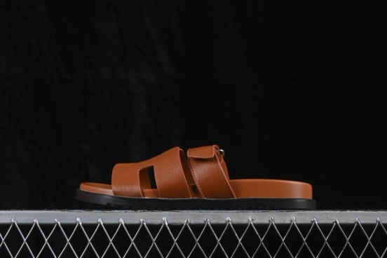 Hermes Chypre Flat Slide Sandals Brown - AJE5