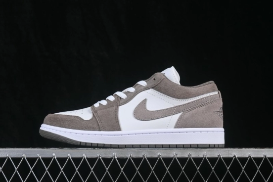 Nike Air Jordan 1 Low Retro Basketball Shoes in White Grey - 553558-046