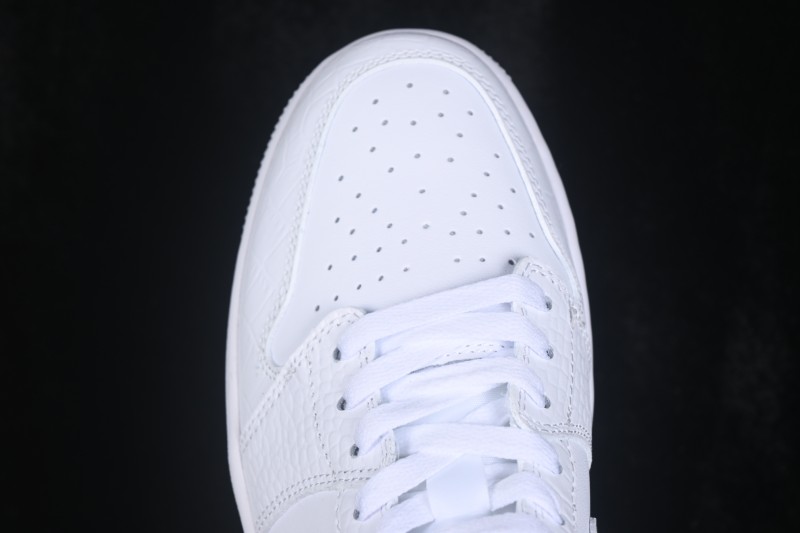 Nike Air Jordan 1 Low Retro Basketball Shoes in All-White Leather - DD9315-110