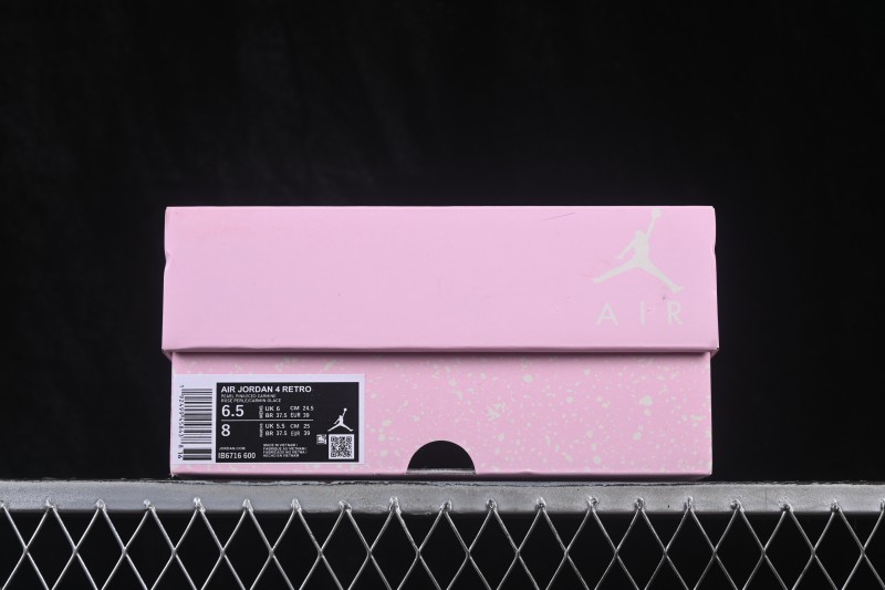 Nike Air Jordan 4 Retro 'Iced Carmine' Denim Basketball Shoes with Soft Pink Upper - IB6716-600